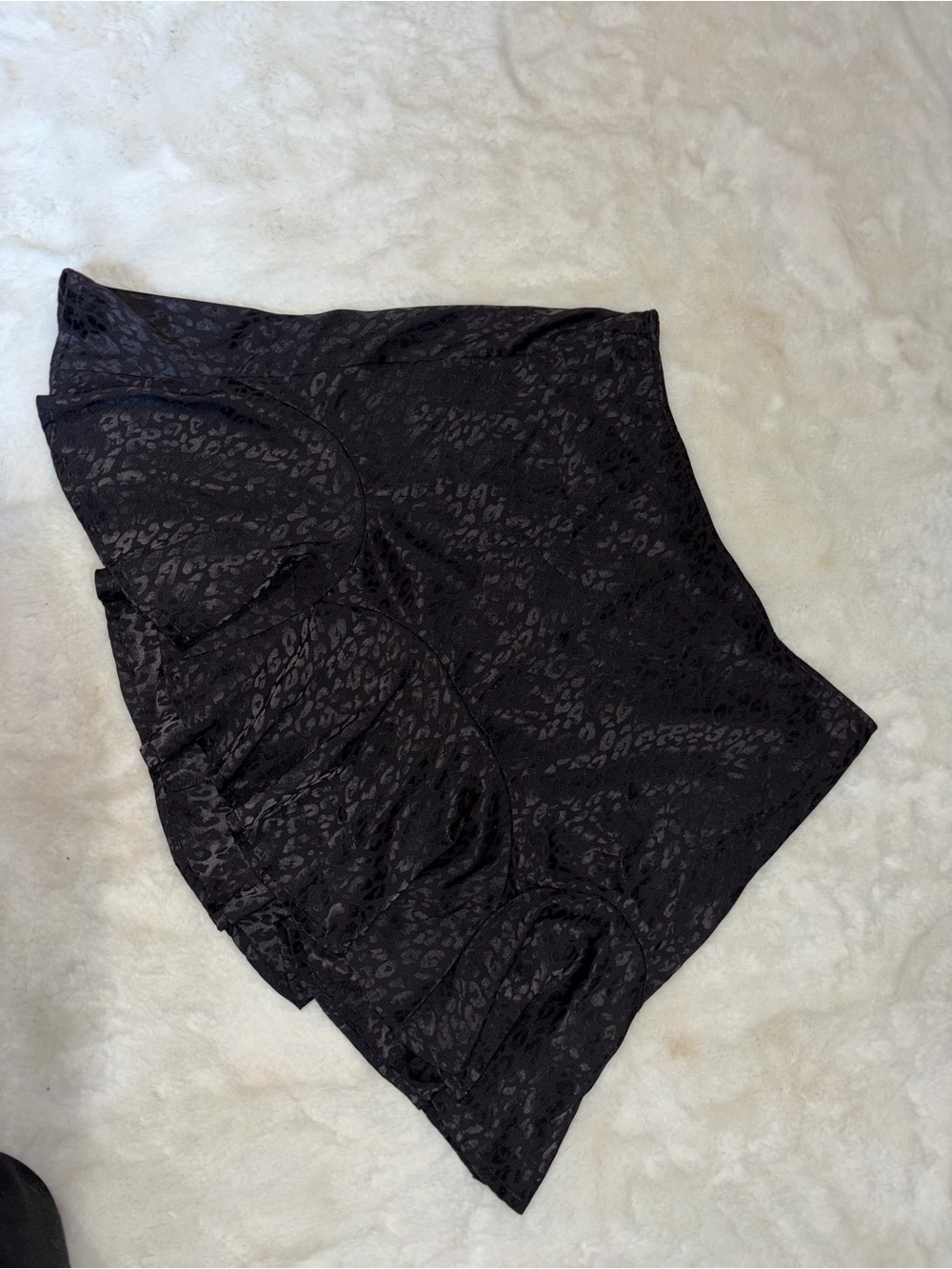 miami Black Leopard Jacquard Mini Skirt